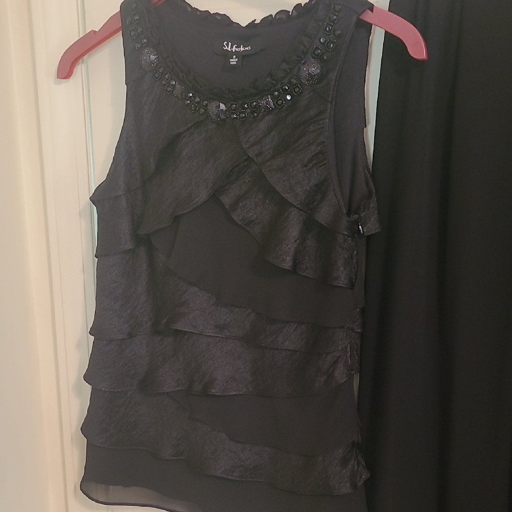 SL Fashions Black Layered Sleeveless Blouse